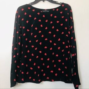 Vintage Heart Carole Little Black with Red Heart Blouse- Size 8